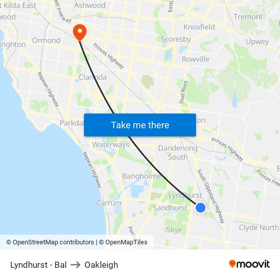 Lyndhurst - Bal to Oakleigh map