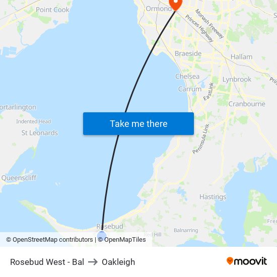 Rosebud West - Bal to Oakleigh map
