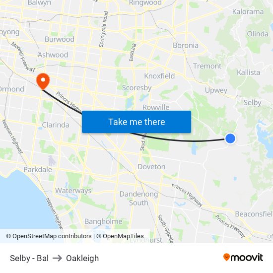 Selby - Bal to Oakleigh map