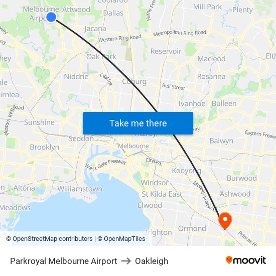 Parkroyal Melbourne Airport to Oakleigh map