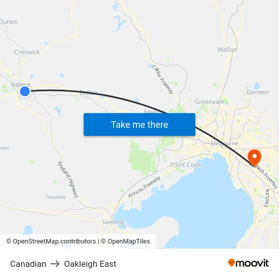 Canadian to Oakleigh East map