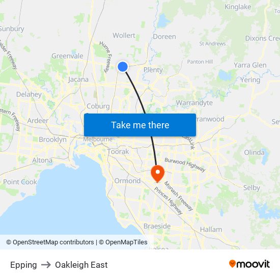 Epping to Oakleigh East map