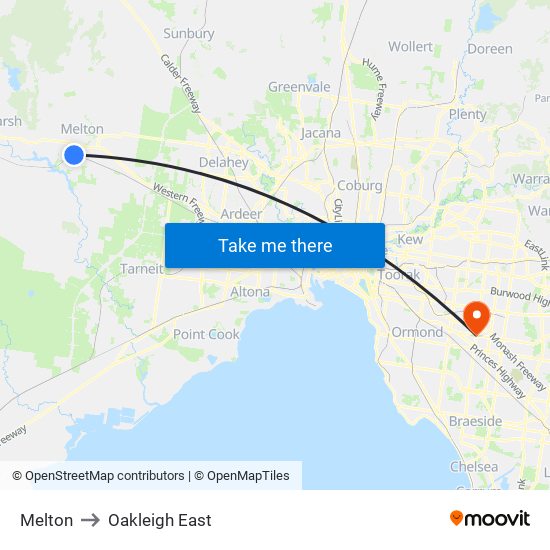 Melton to Oakleigh East map