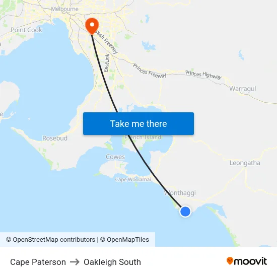 Cape Paterson to Oakleigh South map