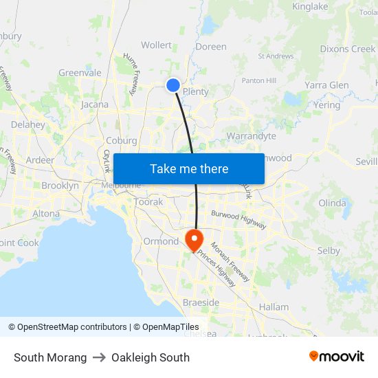 South Morang to Oakleigh South map