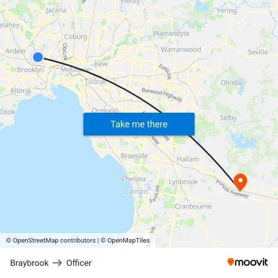 Braybrook to Officer map