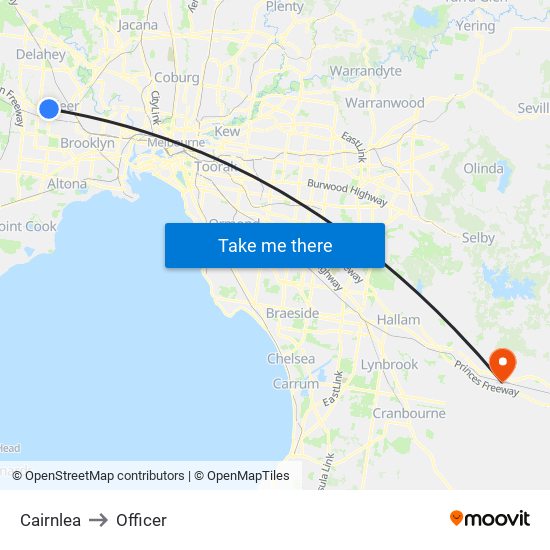 Cairnlea to Officer map