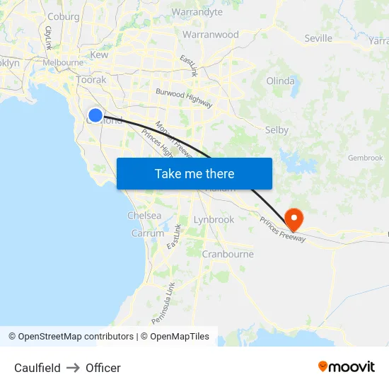 Caulfield to Officer map