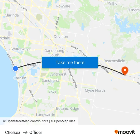 Chelsea to Officer map
