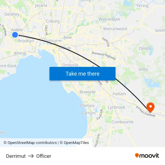Derrimut to Officer map