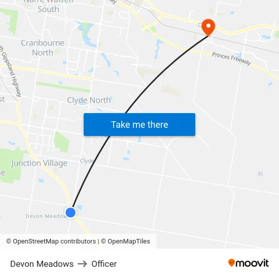 Devon Meadows to Officer map