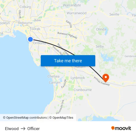 Elwood to Officer map
