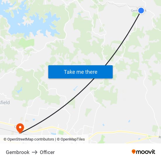 Gembrook to Officer map