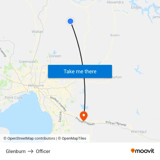 Glenburn to Officer map