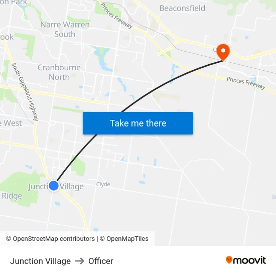 Junction Village to Officer map