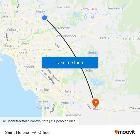 Saint Helena to Officer map