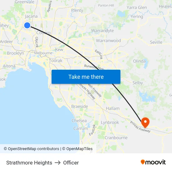 Strathmore Heights to Officer map