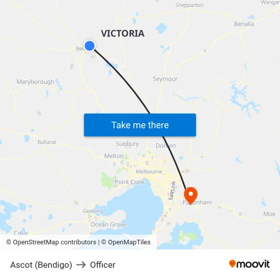 Ascot (Bendigo) to Officer map
