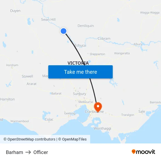Barham to Officer map