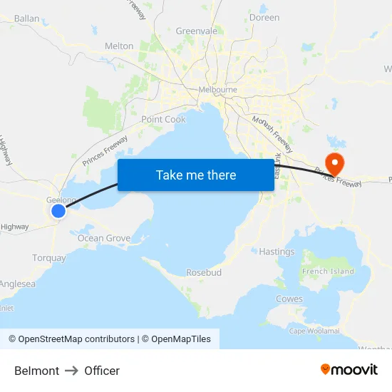 Belmont to Officer map