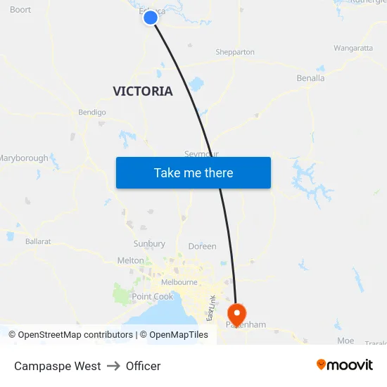 Campaspe West to Officer map