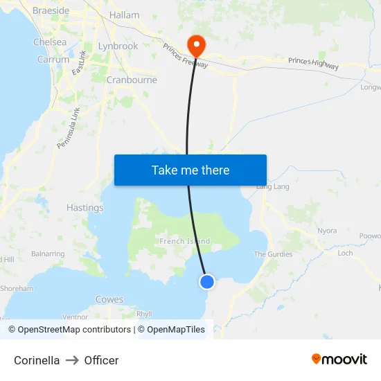 Corinella to Officer map