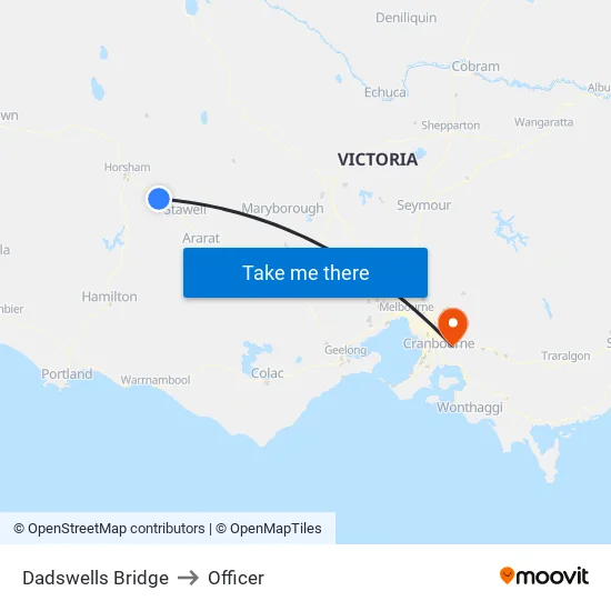 Dadswells Bridge to Officer map