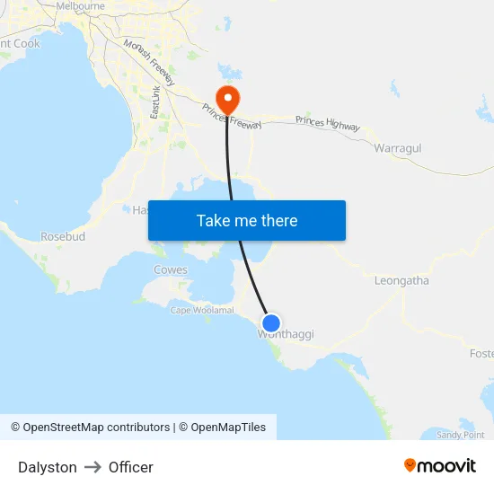 Dalyston to Officer map