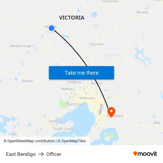 East Bendigo to Officer map