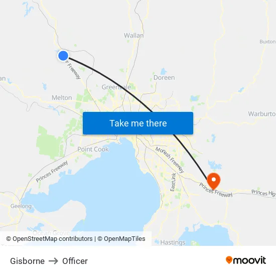 Gisborne to Officer map