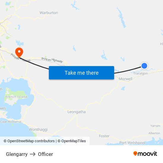 Glengarry to Officer map