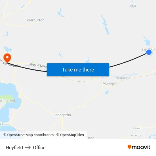 Heyfield to Officer map