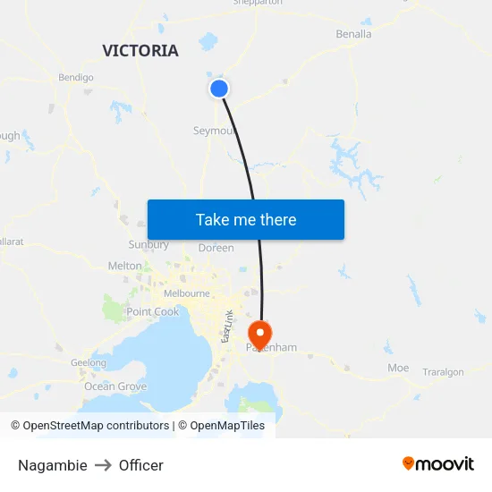 Nagambie to Officer map