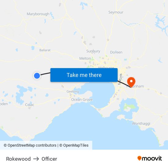 Rokewood to Officer map