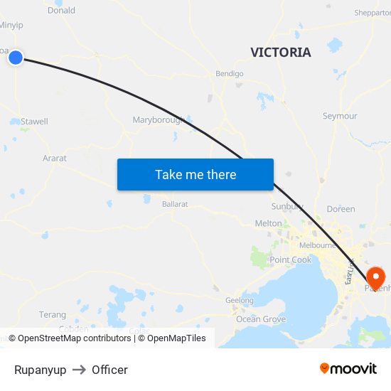Rupanyup to Officer map