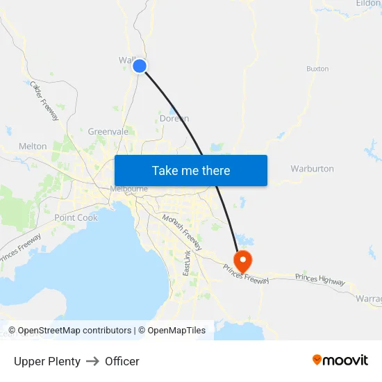 Upper Plenty to Officer map