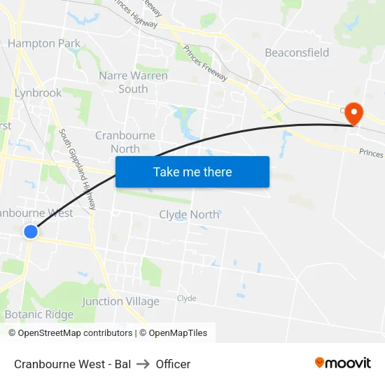 Cranbourne West - Bal to Officer map