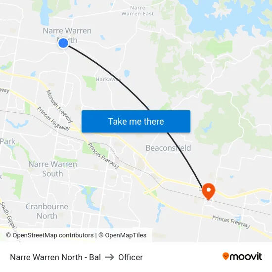 Narre Warren North - Bal to Officer map