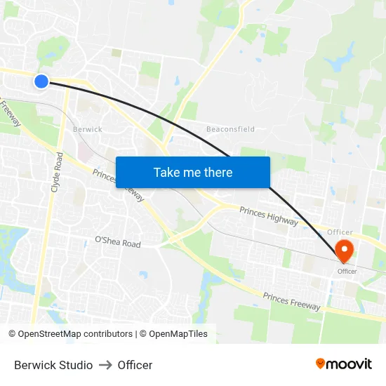 Berwick Studio to Officer map