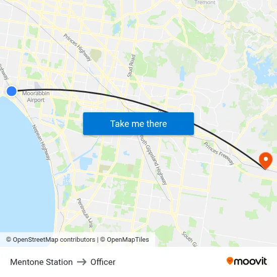 Mentone Station to Officer map