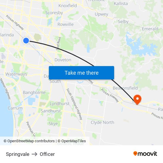 Springvale to Officer map