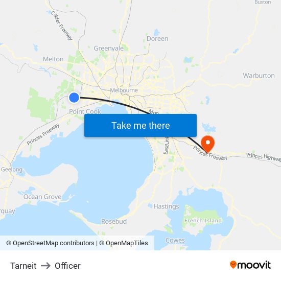 Tarneit to Officer map