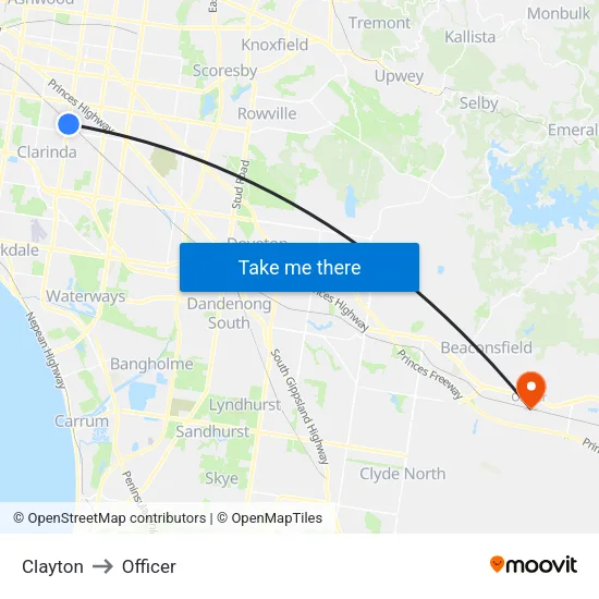 Clayton to Officer map