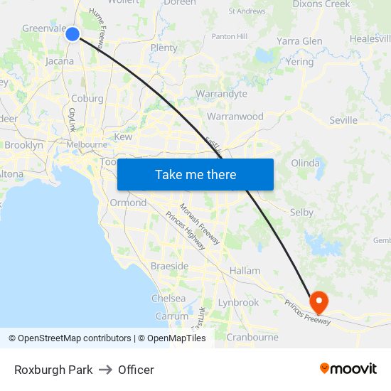 Roxburgh Park to Officer map