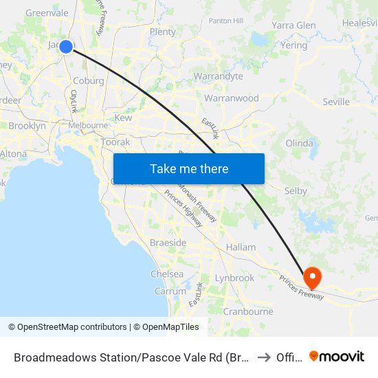 Broadmeadows Station/Pascoe Vale Rd (Broadmeadows) to Officer map