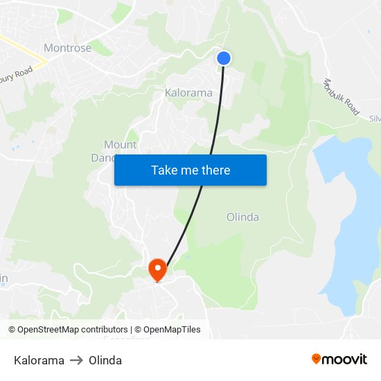 Kalorama to Olinda map