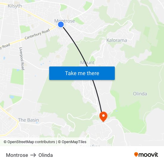 Montrose to Olinda map