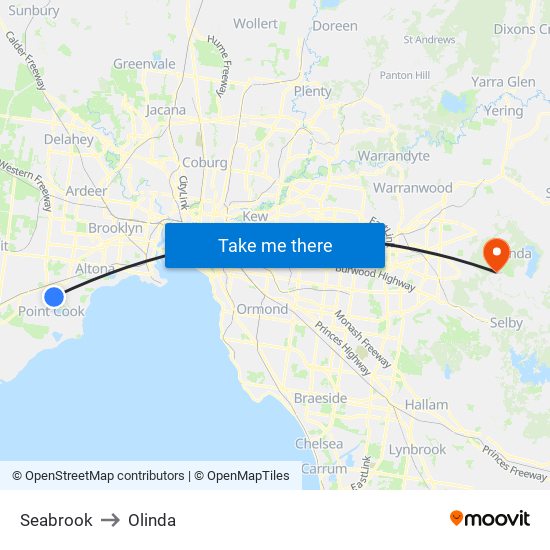 Seabrook to Olinda map