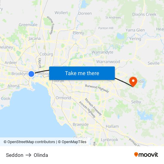 Seddon to Olinda map