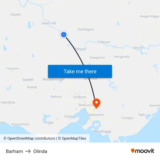 Barham to Olinda map